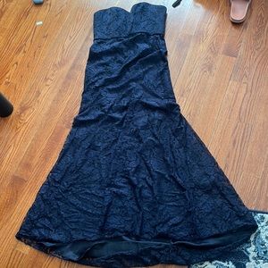 Amsale Lacey Navy Mermaid Strapless Dress